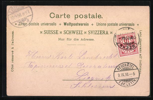 Cartes postales: Litho Neuchâtel, Vue Générale, Place  – D'occasion à Berlin par bartko-reher 1