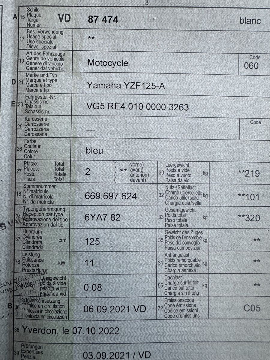 Yamaha Strada: Yamaha YZF-R 125 – Difettoso da Treycovagnes venduto da Campingcar65 9