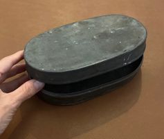 Vintage Oval Metal Tin Box With Lid