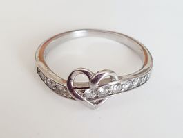 Herz Ring Silber 925 mit Zirkonia Gr. 18.6mm