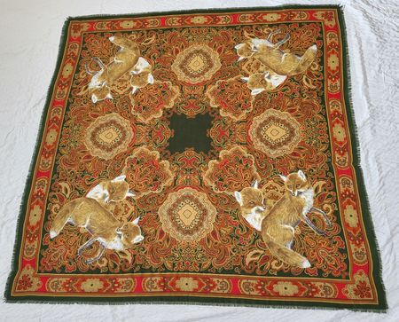 Foulard carré vintage motif renards 🦊