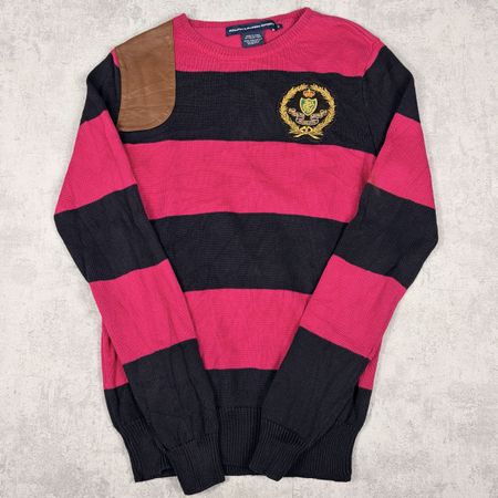 Pull Ralph Lauren Sport rayé rose et noir - Taille M