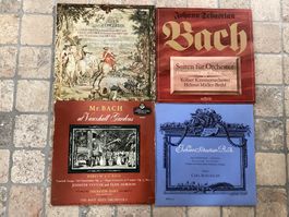 4 LP's, J. S. Bach, Concertos, Ouvertüren, Suiten