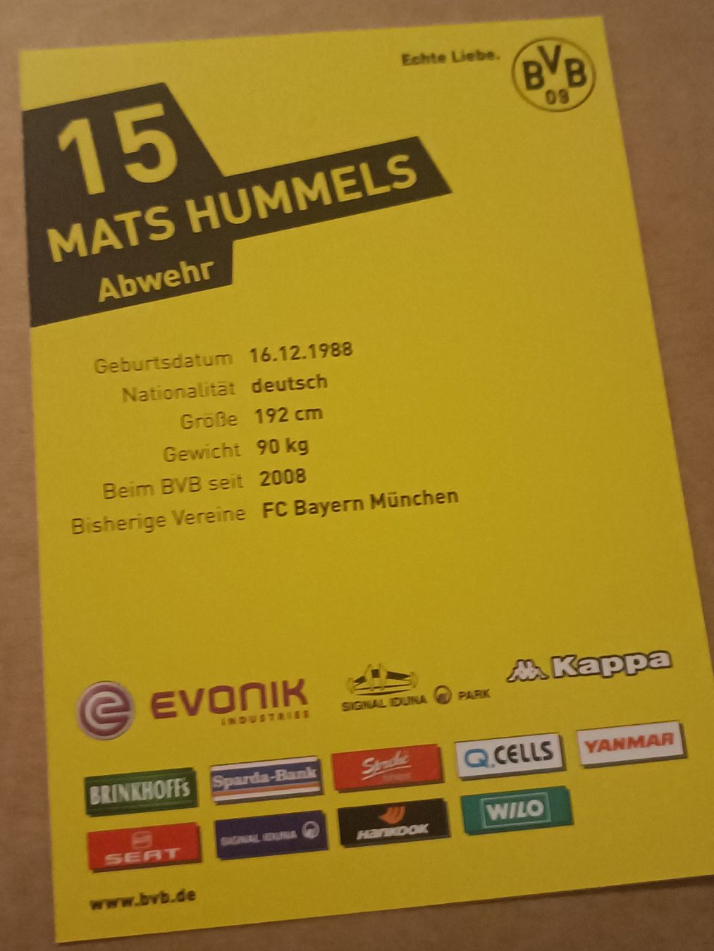 Autographes: Mats Hummels - BVB 11/22- Borussia Dortmund – D'occasion à Menziken par Artographs 1