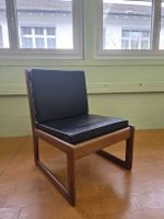 Vintage skandinavischer Sessel aus Holz und Leder