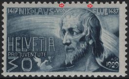 PJ 30 Rp. Nikolaus von Flue mit ABART blaue Striche