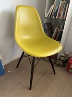 Dining Chair Yellow Plastic Dark Wood Legs Good Condition