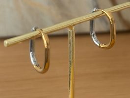 Luxus Elegante Edelsthal Kreolen Ohrschmuck Farbe:Silber/Gol