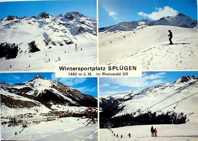 Cartoline postali: SPLÜGEN Wintersportplatz - Skilift – Usato da Jona venduto da philajona