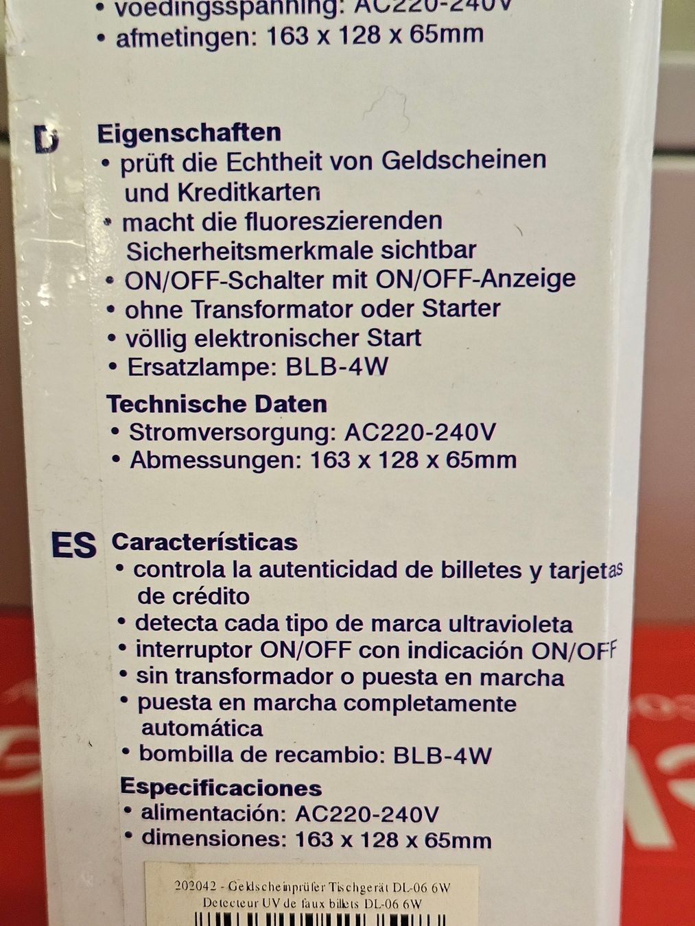 Banconote: GeldscheinPrüfer UV-Leuchtstoffröhre Geldscheintester 220V – Nuovo e nell'imballaggio originale da Kloten venduto da Thaipc 3