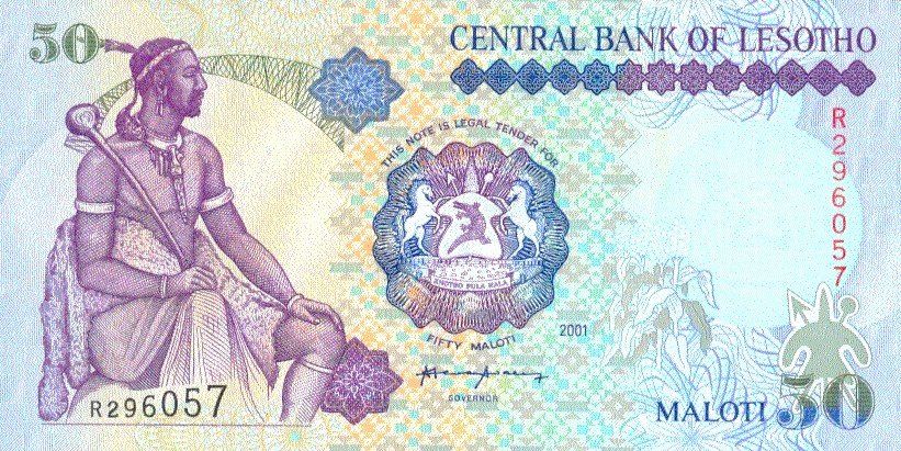 Banconote: Lesotho 50 Maloti 2001 P-17d UNC – Nuovo (secondo la descrizione) da Schliern b. Köniz venduto da pizzitaxi