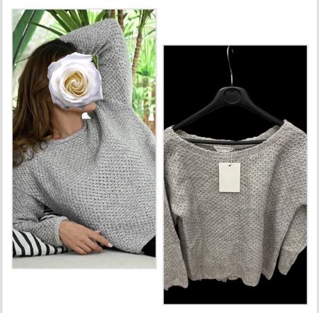 Grauer Strickpullover, ideal für den Übergang - Grösse M!