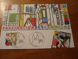 Maximum-Werbekarte NABA 2000 St Gallen, Briefmarkenspiegel