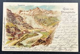 Gruss vom Rohnegletscher Litho 