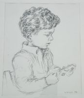 Heini Waser, Portrait 1986, Junge mit Spielzeugauto