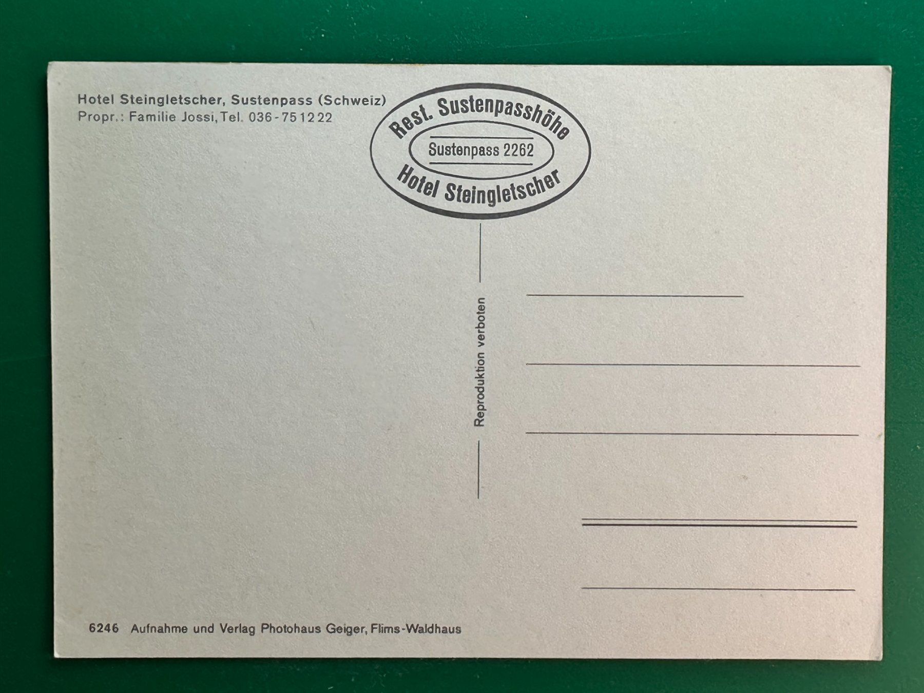 Cartoline postali: Hotel-Restaurant Steingletscher - Sustenpass - Oldtimer – Usato da Steg VS venduto da danwer74 1