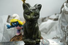 Jade Grün   Glücks    Katze   80mm x 35mm   TOPSTONE