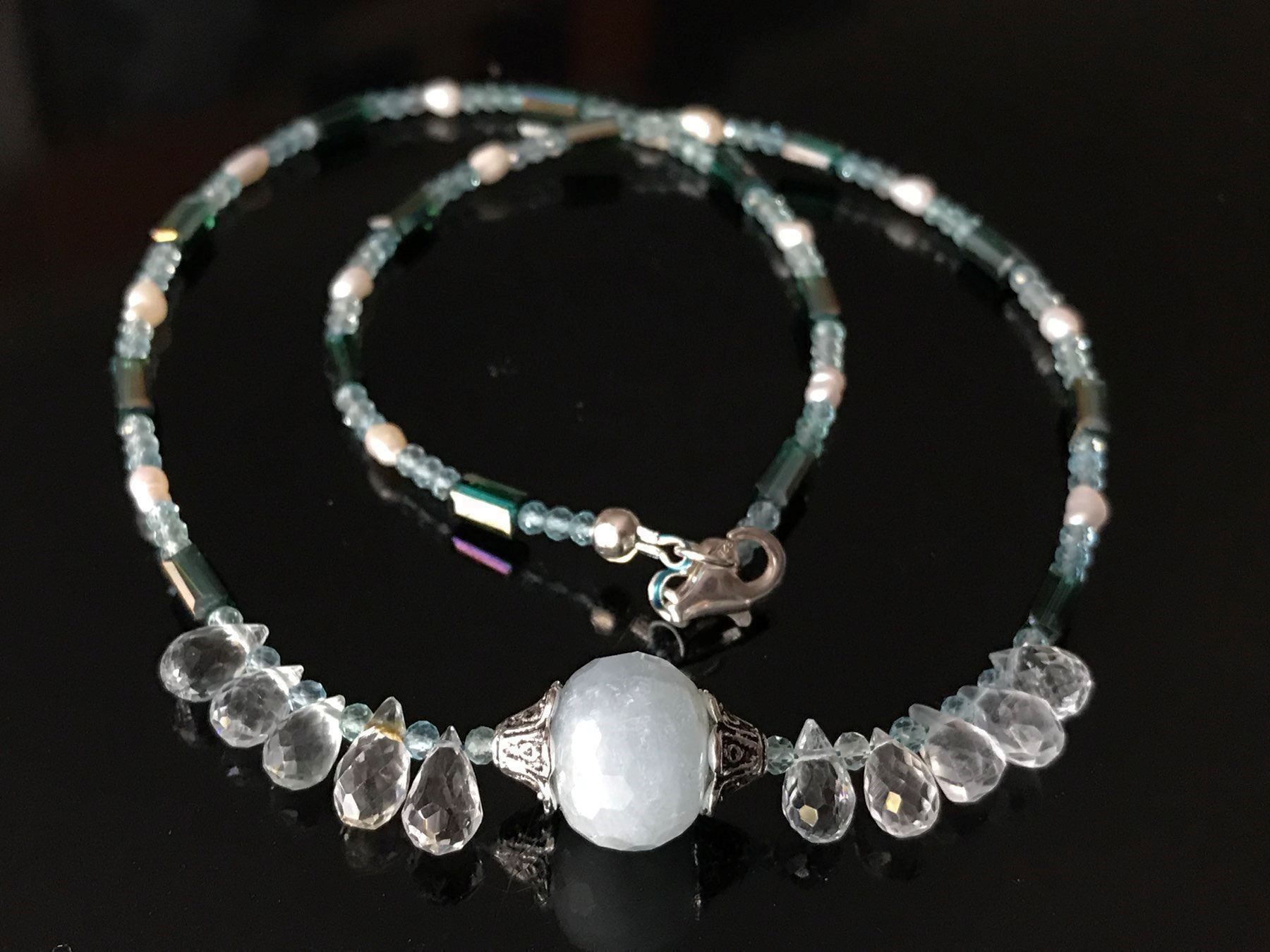 Ketten: Aquamarin, Blautopaz, Swarovski Unikat – Neu (gemäss Beschreibung) aus Basel von Chili007 3
