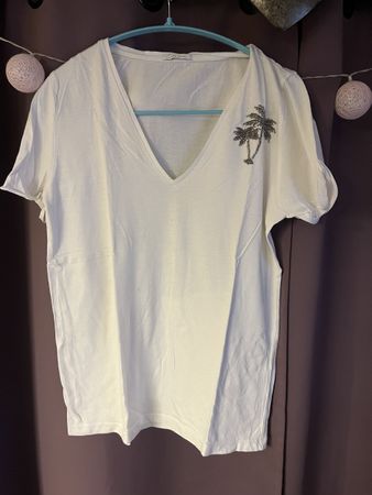 IKKS, T-shirt blanc femme  perles taille S