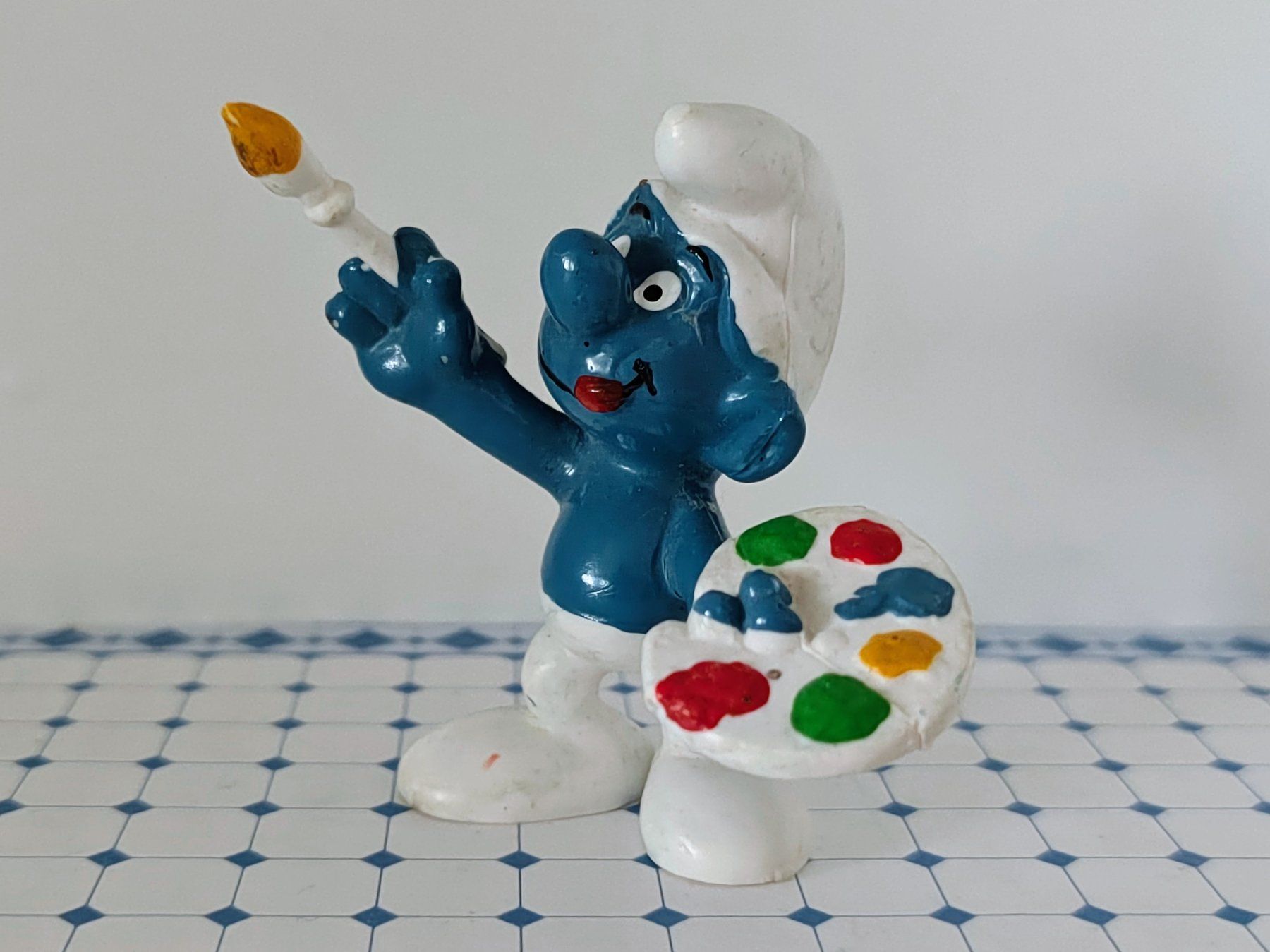 Schleich Statuette: Schlumpf 20045 Kunstmaler 1978 – Usato da Rüti ZH venduto da Prostias