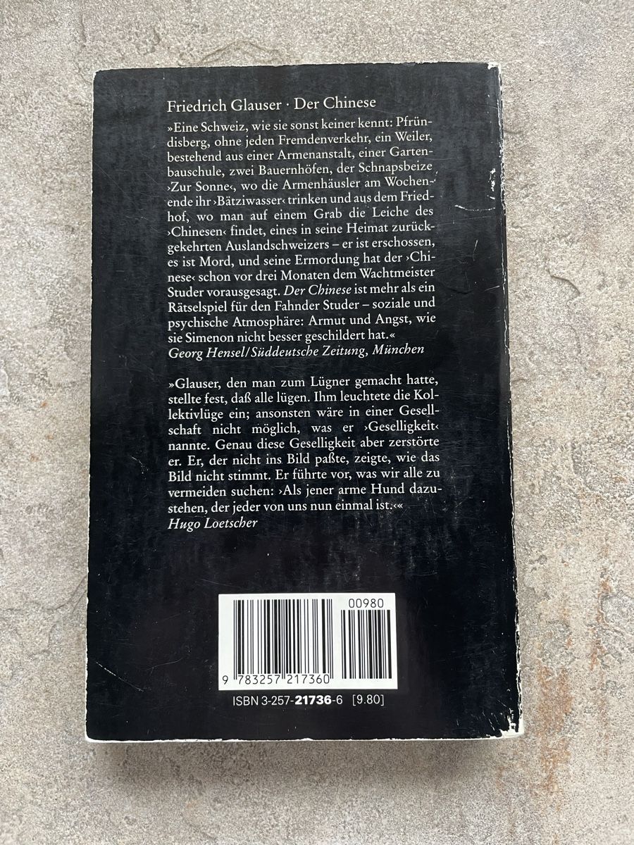 Libri: Friedrich Glauser - Der Chinese – Usato da Schnottwil venduto da MysticWitch 1