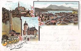 Schöne alte Postkarte GRÜSSE aus LUZERN