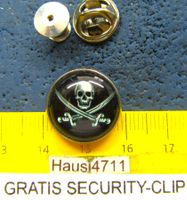 HD PIN MOTOR-CYCLES PIRAT-SKULL GLASIERT KLEIN 18mm