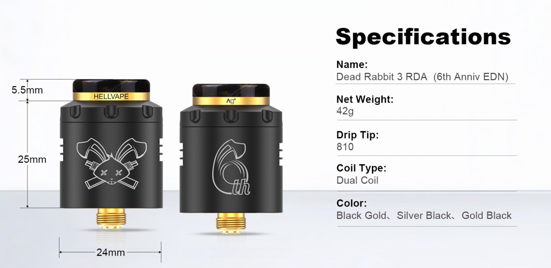 Altri Prodotti per fumatori: Hellvape Dead Rabbit 3 RDA 6th Ann. Edition (never used) – Nuovo e nell'imballaggio originale da Genève venduto da Lee_Ramirez 5