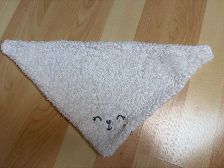 Baby Halstuch Plüsch weiss mit Stickerei guter Zustand