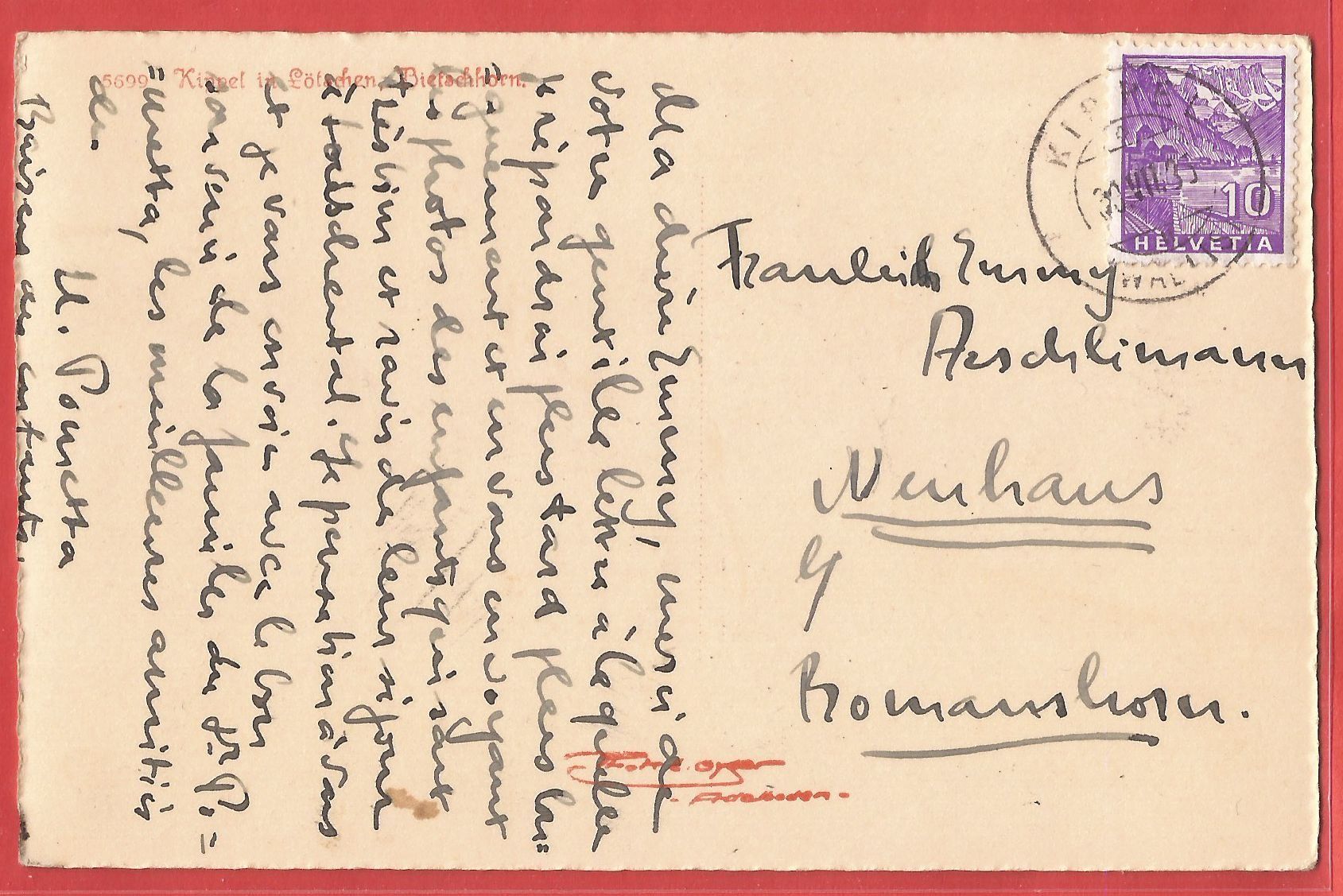 Ansichtskarten: Kippel im Lötschental - 1935 – Gebraucht aus Fislisbach von Porano 1