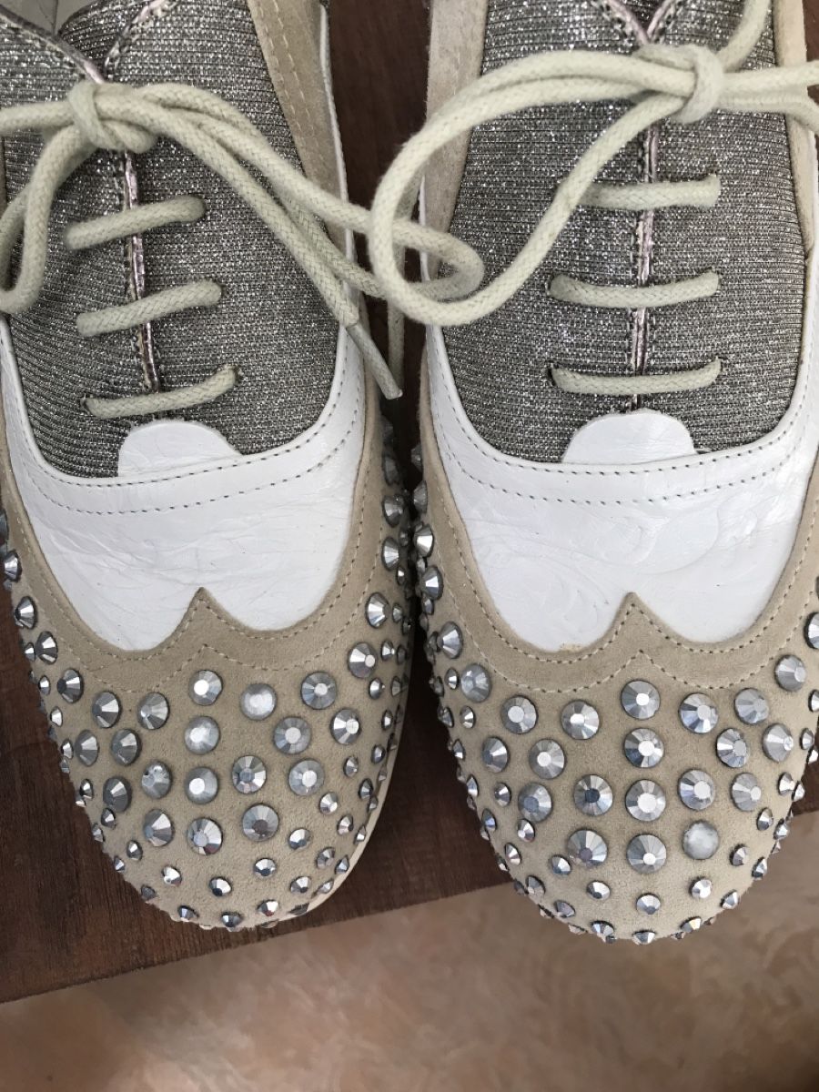 Damenschuhe: Café Noir Schnürschuhe, Gr.37, Leder mit Glitzersteinen – Gebraucht aus Meilen von delta-da-spica 5
