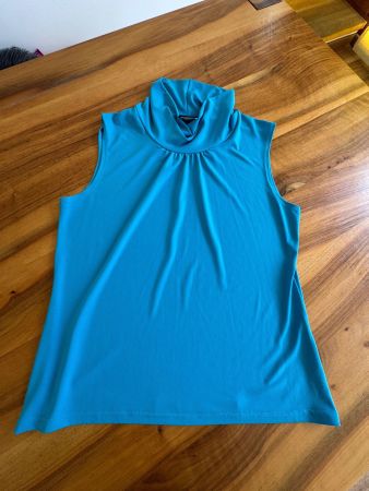 Seidel - türkisblaues Wasserfall Rollkragen Top Gr. 40