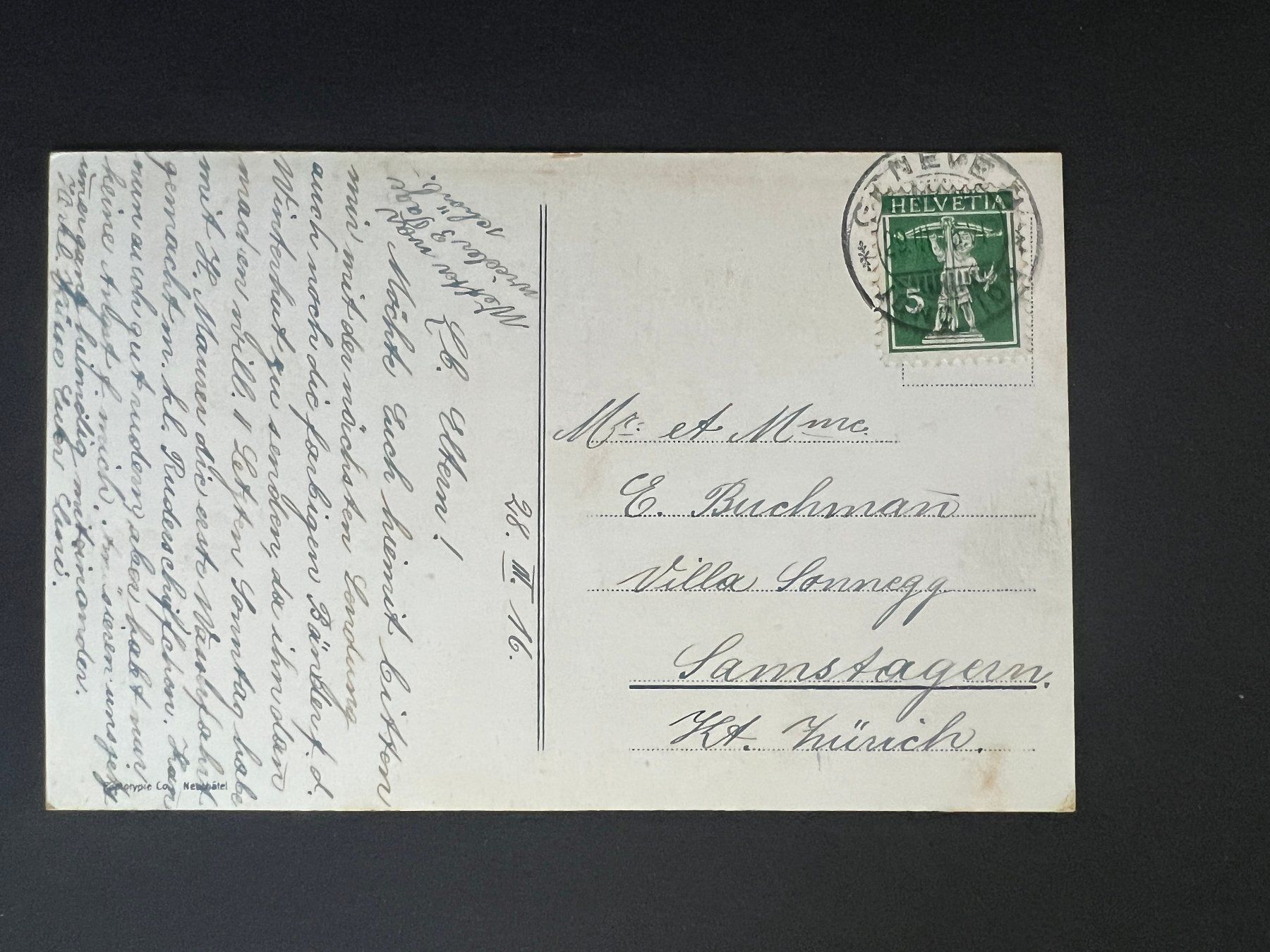 Cartoline postali: Ansichtsk. 1916 Genf Panorama Litho   (V531) – Usato da Hinwil venduto da Sidi4 1