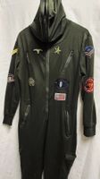 Piloten Pijama Jumpsuit Fasnacht Kostüm Anzug khaki grün S/M