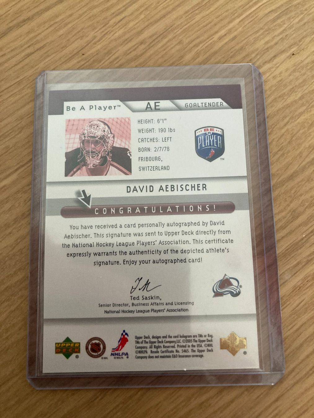 NHL Cartes à collectionner: Upper Deck NHL 2005-2006 - David Aebischer Auto – D'occasion à La Tour-de-Peilz par Tyalos_Cards 1