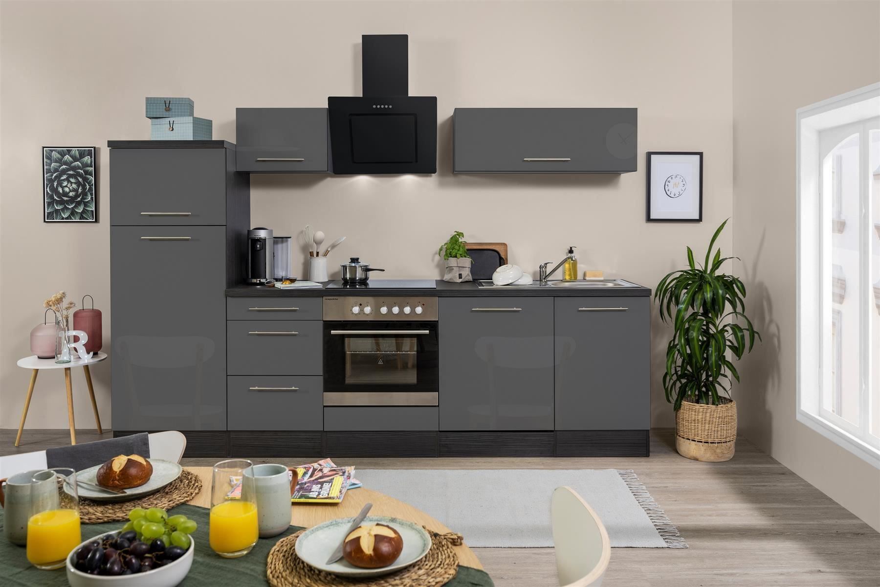 Cucine complete: 247 Küchenzeile Küchenblock 280cm E/GR - Küche Einbauküche – Nuovo e nell'imballaggio originale da Wallenwil venduto da toesstalvertrieb