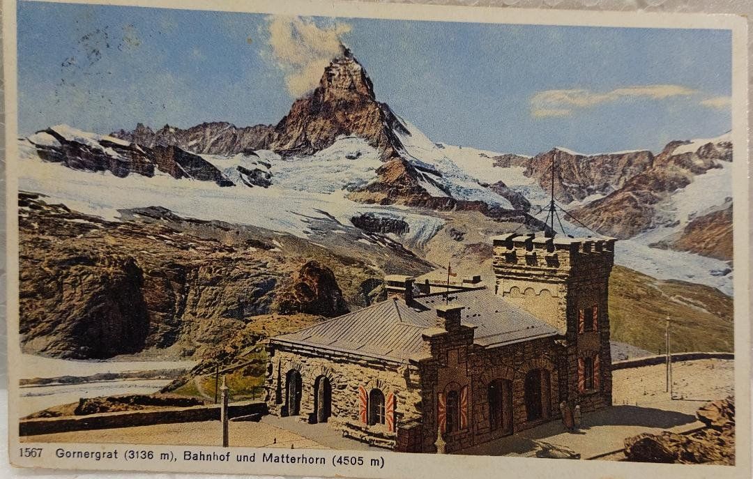 Ansichtskarten: GORNERGRAT  -  Bahnhof - 1945 – Gebraucht aus Delémont von Domdom1