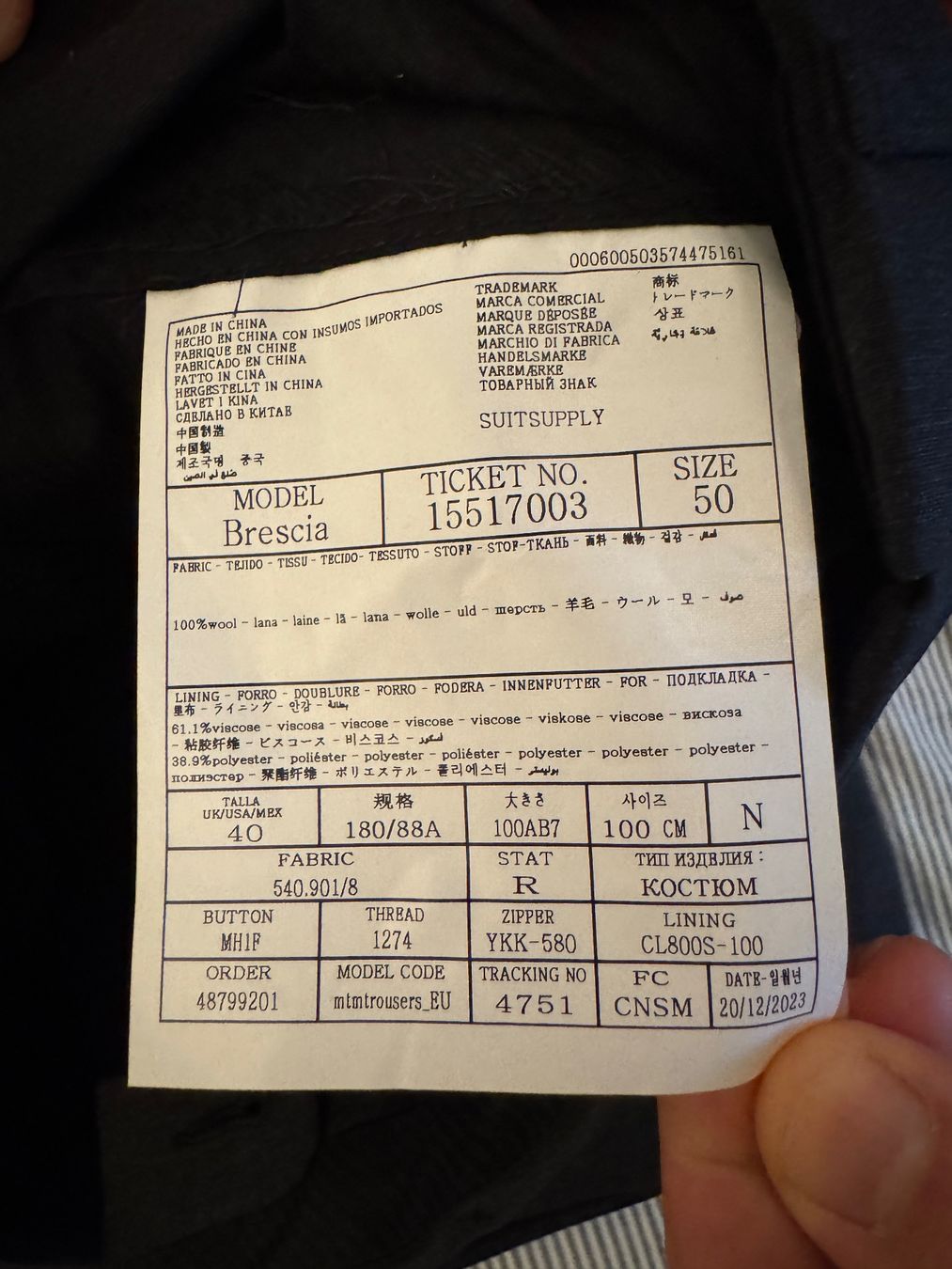 Suitsupply Completi: SUITSUPPLY ANZUG "La Spalla" GR.52/GR.50 – Nuovo (secondo la descrizione) da Thun venduto da Schuetz 7