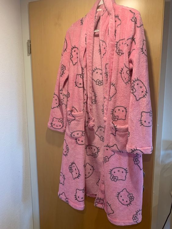 Hello Kitty Bademantel Für Mädchen - Kuscheliger Fleece Morgenmantel Mit Kapuze