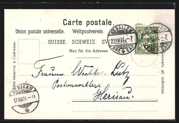 Cartoline postali: St. Gallen, Strassenpartie mit Denkmal – Usato da Berlin venduto da bartko-reher 1