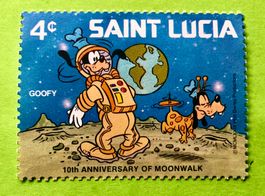 BRIEFMARKEN AUS St. Lucia Disney / Mondlandung UNGESTEMPELT 