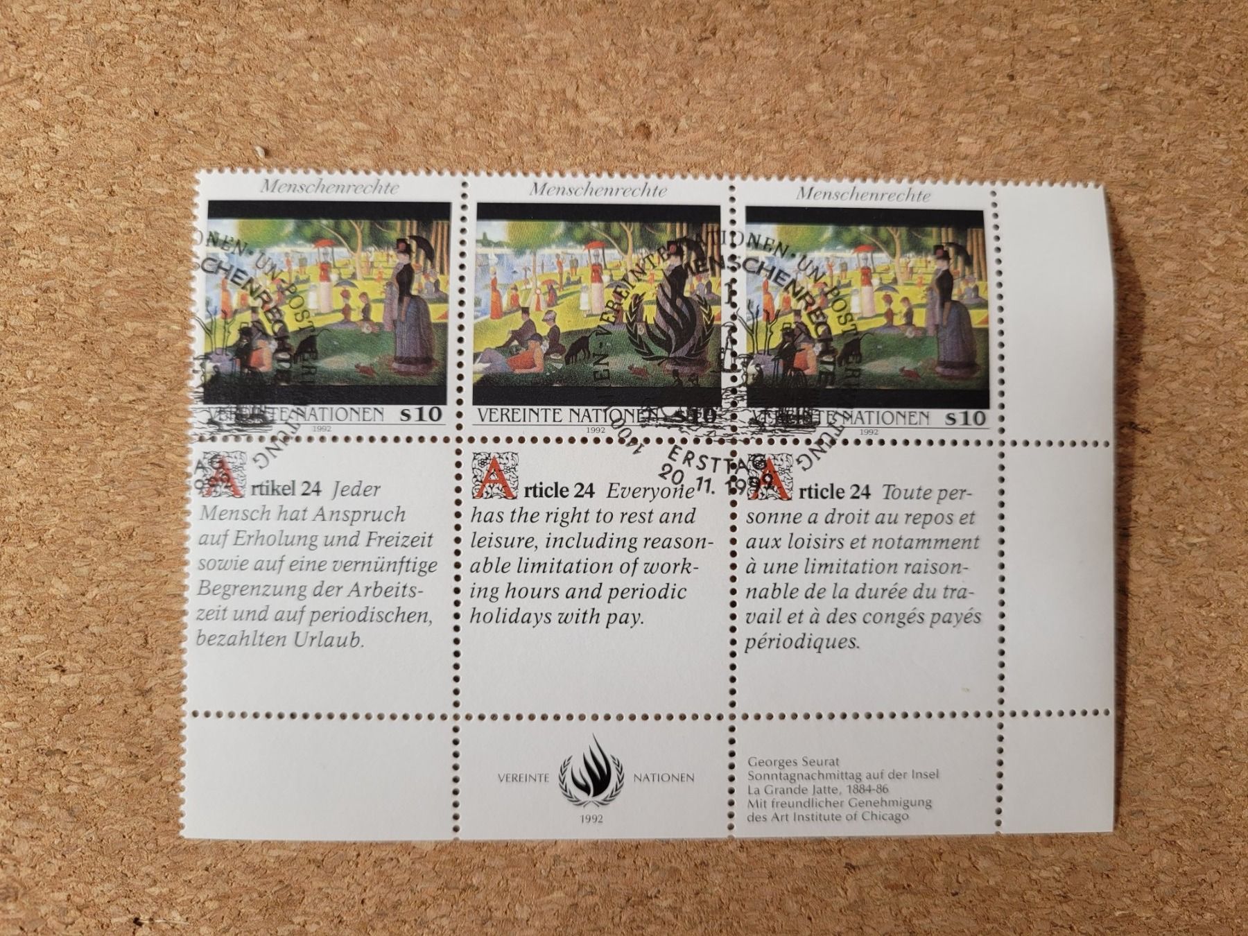 Tous les timbres: Menschenrechte 1992 – D'occasion à Inwil par Flower2325