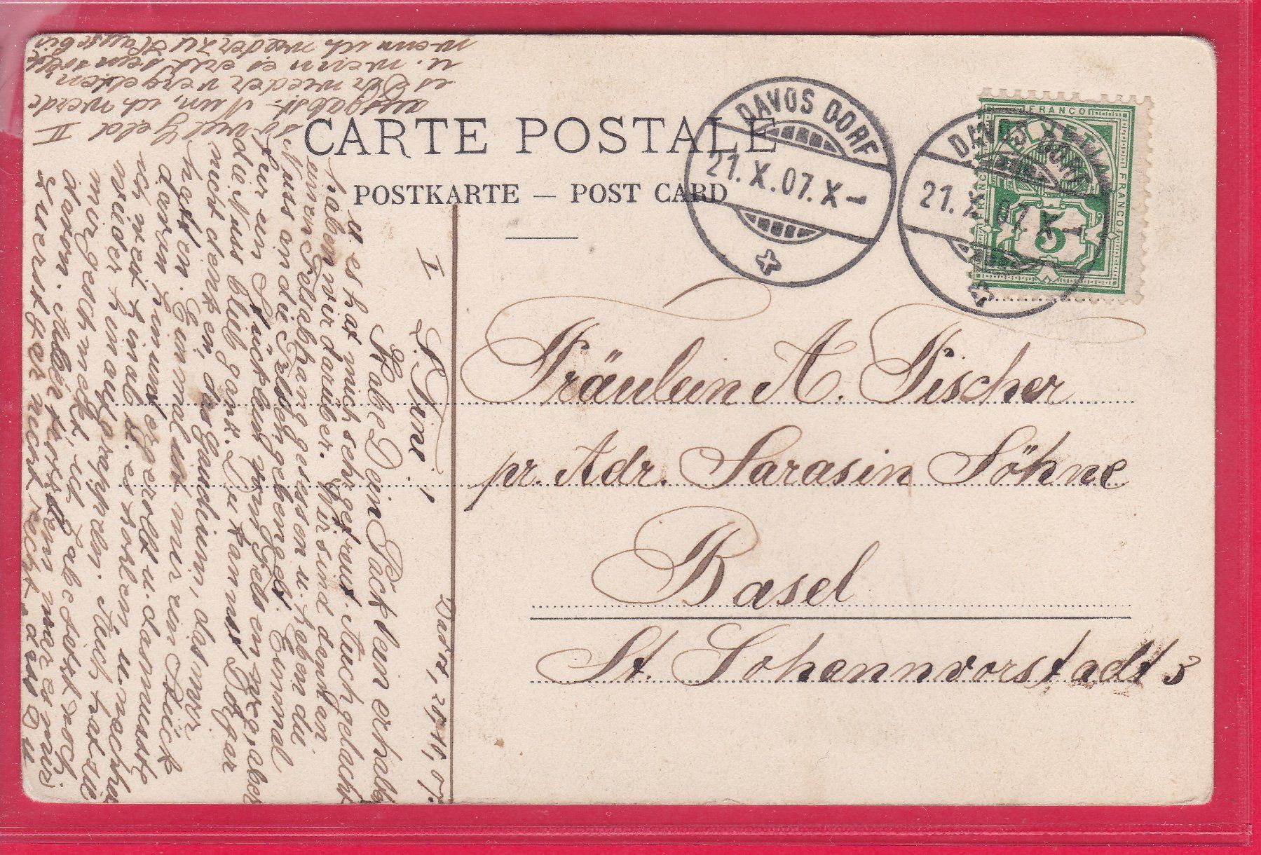 Ansichtskarten: SUR L'ALPE, 21.10.1907 – Gebraucht aus Oberrieden von Gebirgsstelze 1