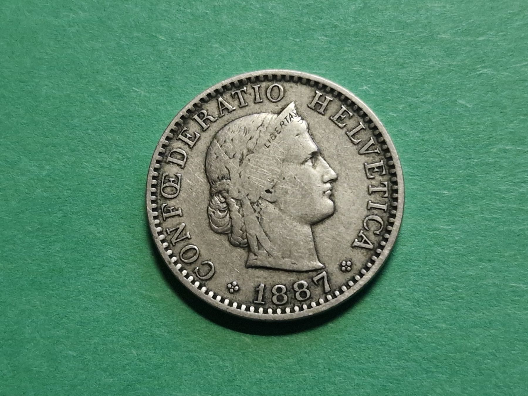Alle Münzen: 20- Rappen 1887. – Gebraucht aus Zürich von Moreira01 2
