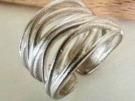 925 Silber Band Ring – wie aus Silberbändern gewoben zzt.G54