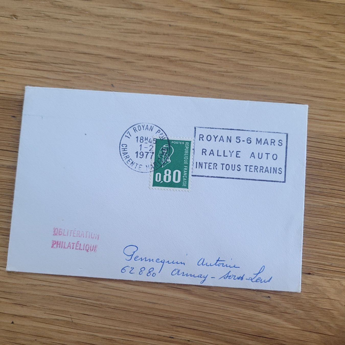 Tous les timbres: Document Automobile Royan Rally Inter Tous Terrains 1977 – D'occasion à Biel/Bienne par Destockweb
