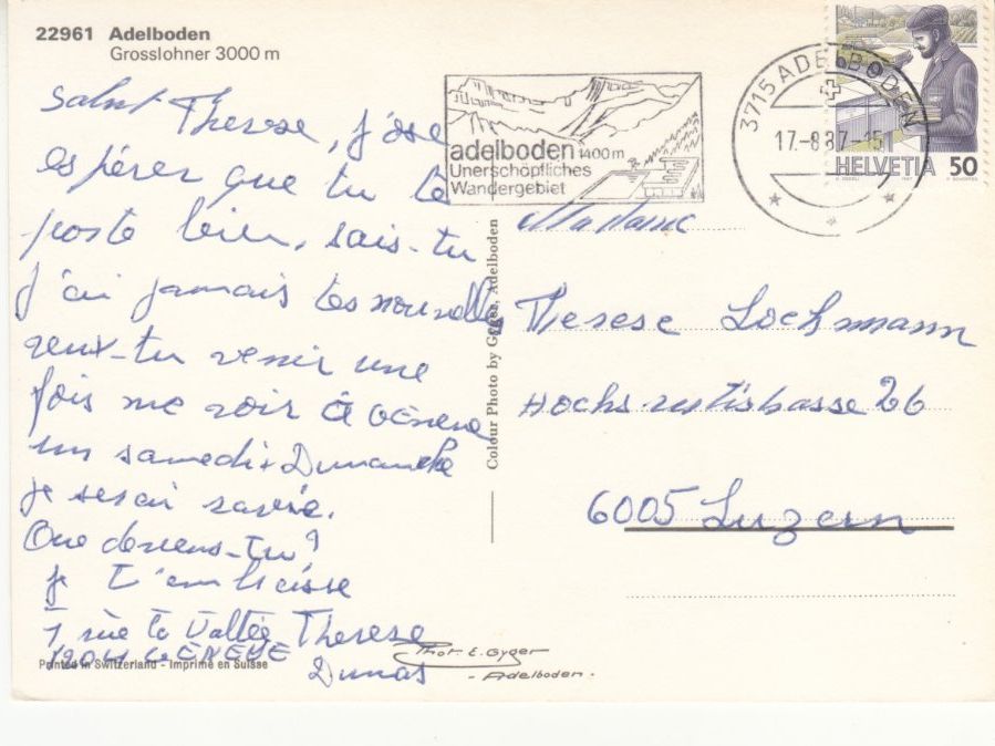 Ansichtskarten: Adelboden 1987 – Gebraucht aus Bürglen TG von StampGraf 1
