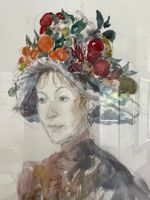 IRENE  ZURKINDEN, Basel  - Original Porträit - Aquarell 1977