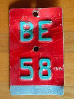 Velo / Fahrrad Nummernschild BE 58