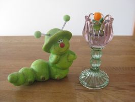 Schöner Teelichthalter mit einer Raupe